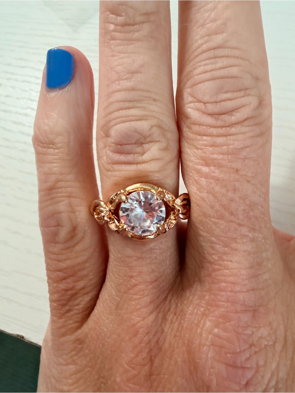 Vintage 50-60’s Gold Ring with Round Diamond size 6